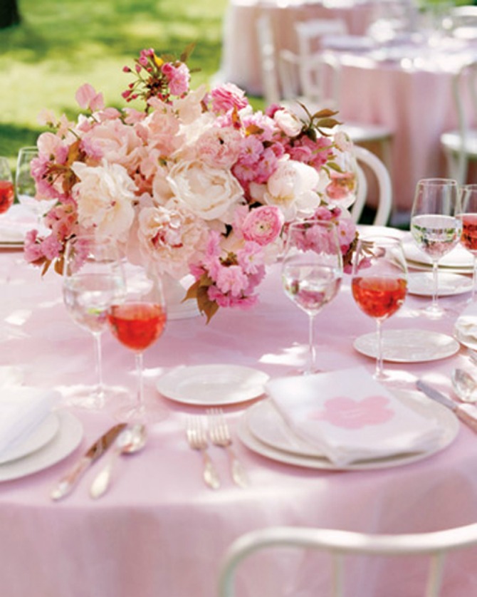 Dekoracija stola 3 Trešnjin cvet, idealna dekoracija za prolećno venčanje
