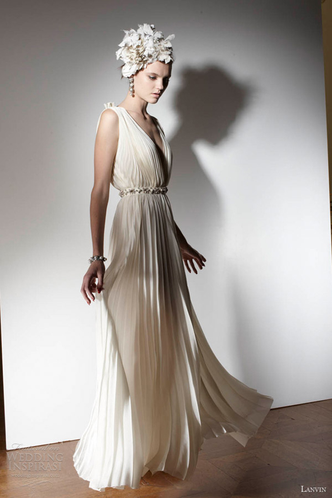 lanvin bridal spring 2013 wedding dress sleeveless pleated Lanvin na sofisticiran način