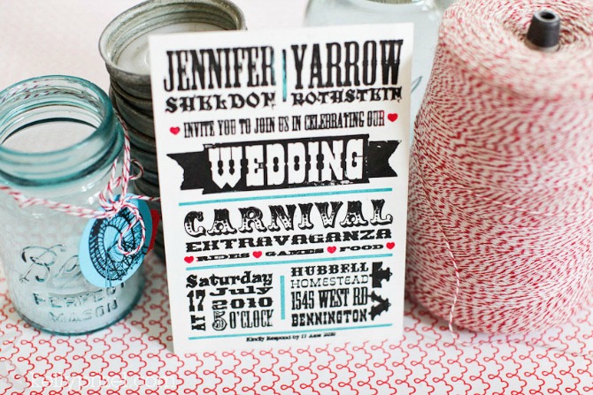 diy carnival wedding invitations Tematska venčanja: Vašar