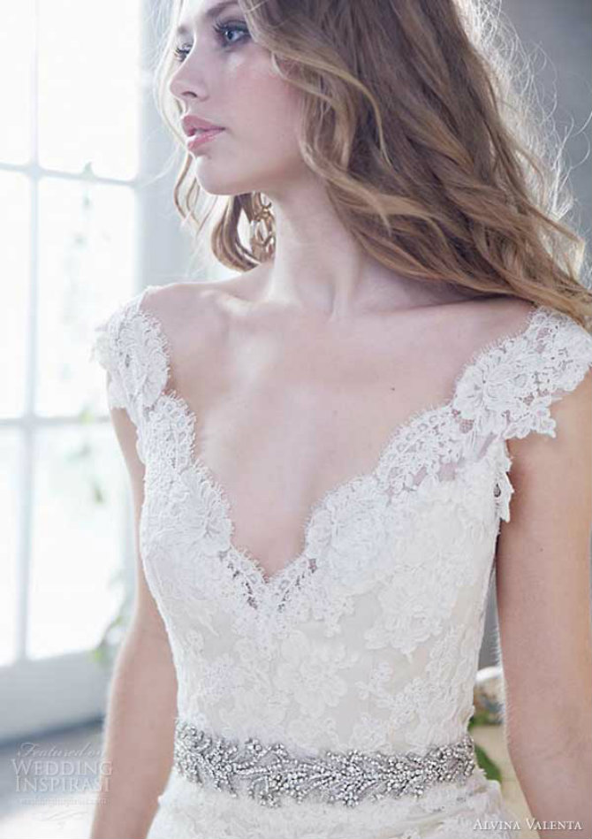 alvina valenta wedding dress spring 2014 lace gown style 9412 close up bodice Venčanica dana: Romantična čipka