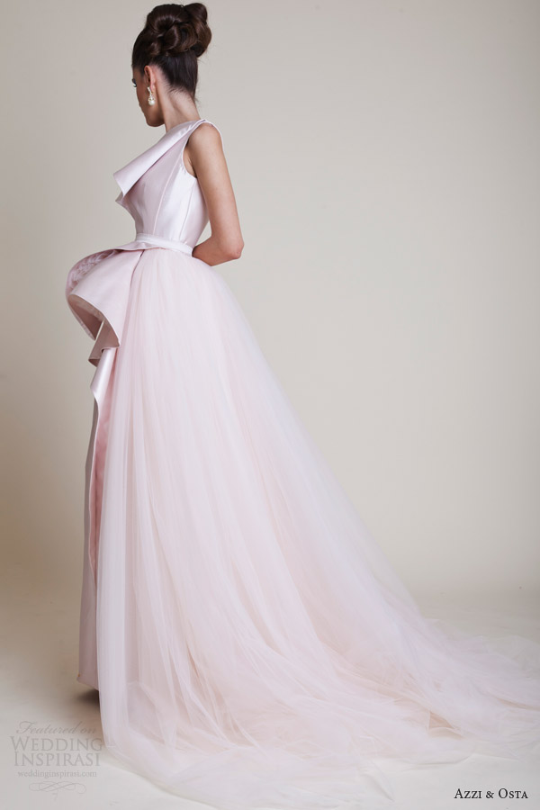 azzi and osta couture dresses spring 2014 pale pink one shoulder gown back Na ovakve haljine za venčanje niste navikli