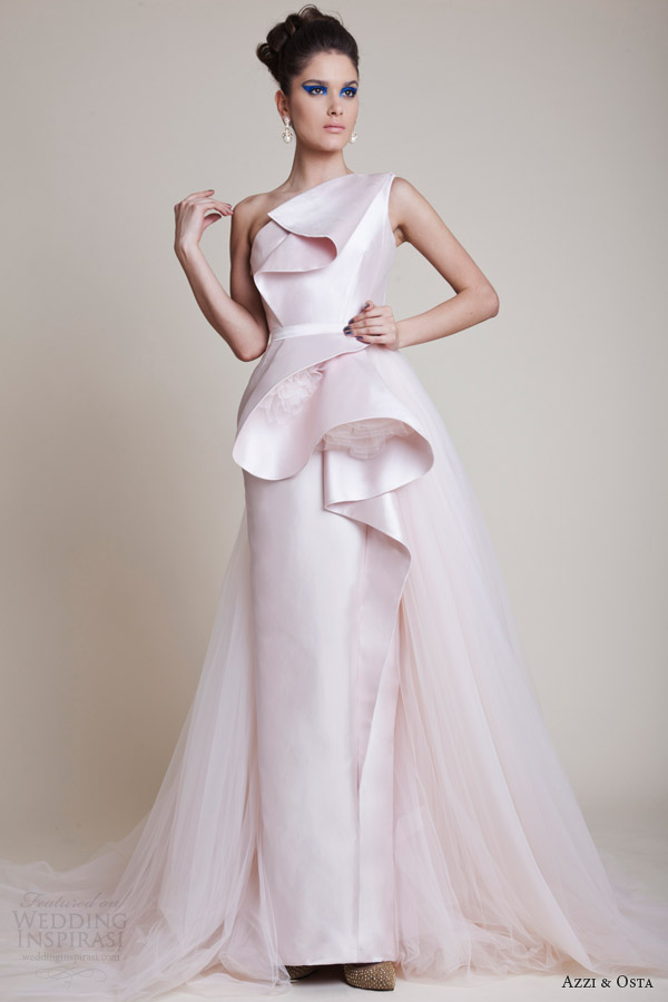 azzi and osta couture dresses spring 2014 pale pink one shoulder gown Na ovakve haljine za venčanje niste navikli