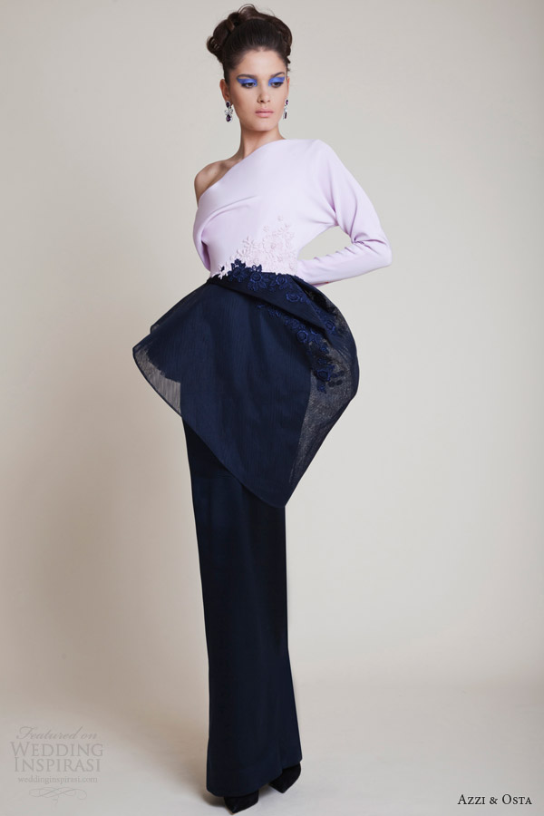 azzi and osta spring 2014 couture one shoulder navy skirt gown by lebanese designers Na ovakve haljine za venčanje niste navikli