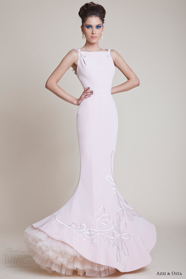 azzi and osta spring 2014 couture pale pink sleeveless dress bow straps Na ovakve haljine za venčanje niste navikli