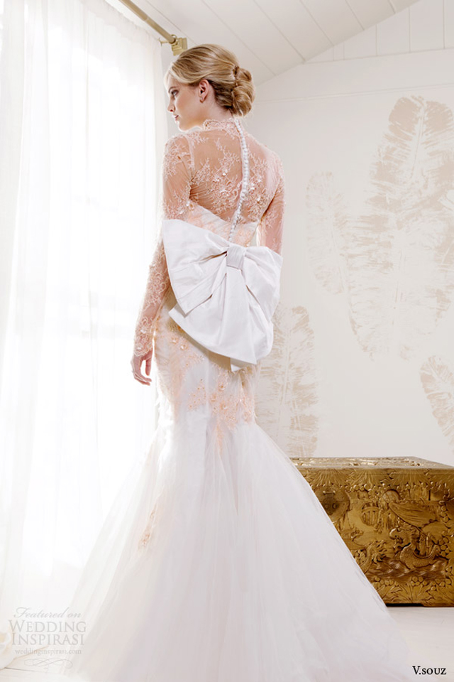 v souz 2014 bridal grace kelly wedding dress mermaid skirt peach lace bow back Haljine za elegantne i moderne mlade