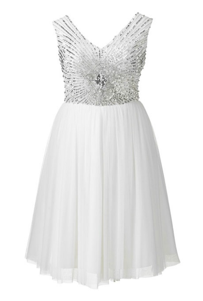 plus size haljine za vencanje kratke vencanice haljina ukrasena sljokicama Plus size haljine za venčanje: Kratke venčanice