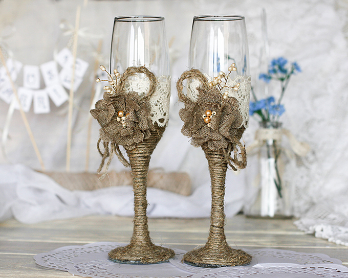 dekoracija čaša Čaše za venčanje   bitan detalj za dekoraciju 