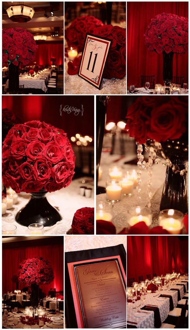 dekoracija u crvenoj boji Venčanje u boji ljubavi