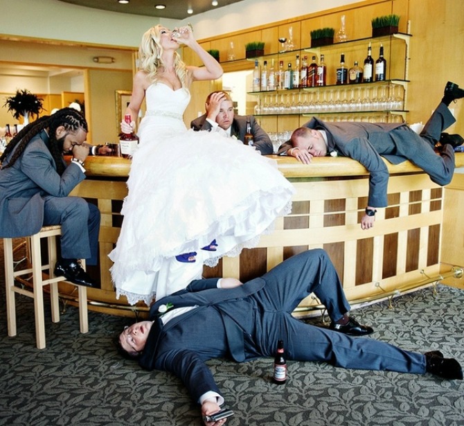 mlada pije na sanku Fotografije sa venčanja koje će vas nasmejati