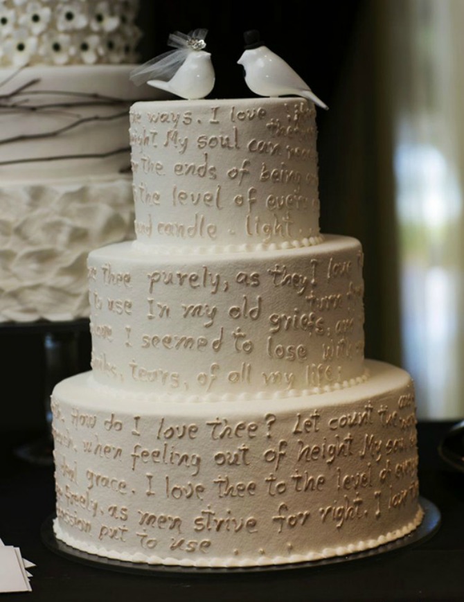 mladenačke torte ukrašene stihovima2 Svadbene torte koje sadrže ljubavne poruke
