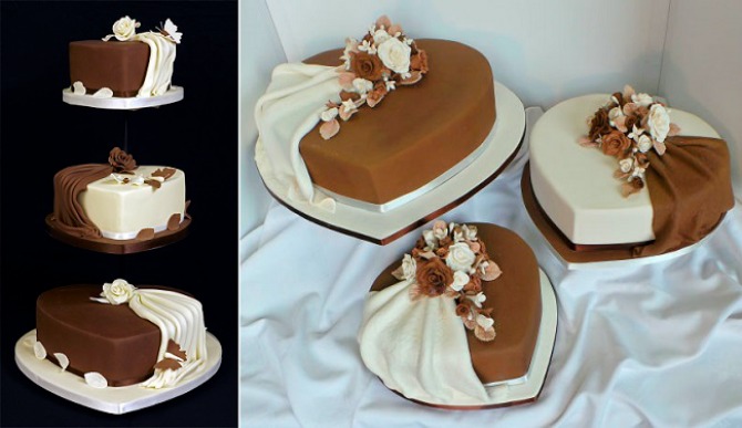 svadbena torta u obliku srca  Mladenačke torte u obliku srca