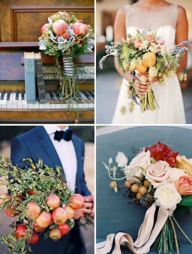 bidermajer ukrasen vocem Umesto cvećem venčanje dekorišite voćem